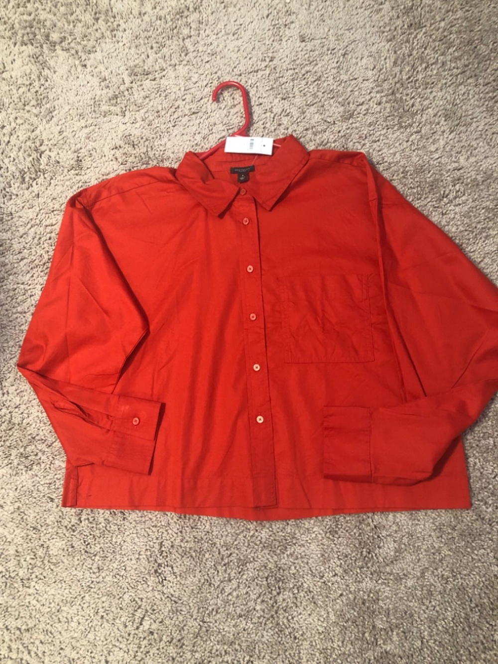 NWT Ann Taylor Orange Loose Fitting Sized M Blouse Front Button Long Sleeve